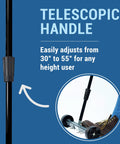 Image showing telescopic handle feature of the Ultimate Quick Release Magnetic 2 in 1 Cleanup Kit with adjustable height on sweeper.