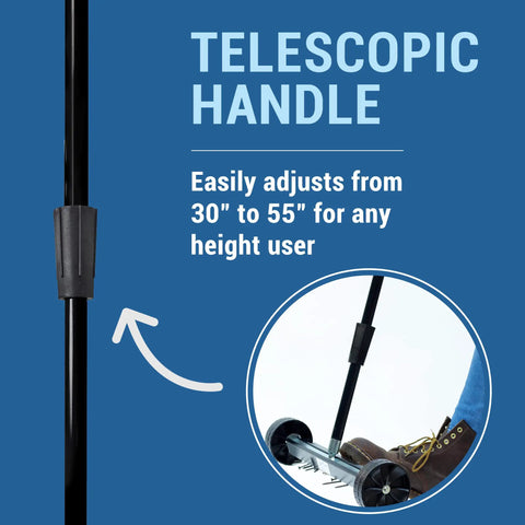 Image showing telescopic handle feature of the Ultimate Quick Release Magnetic 2 in 1 Cleanup Kit with adjustable height on sweeper.