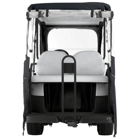 Deluxe Four Person Golf Cart Enclosure In Black With Clear Windows For Yamaha Club Car EZ Go Weatherproof Roof Cover