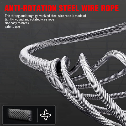 Anti-rotation galvanized steel wire rope coil, braided strands, close-up view