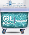 Heavy Duty Evaporative Swamp Cooler With 13.2 Gallon Tank And Four Premium Ice Packs showing 50L visual water tank for easy monitoring.