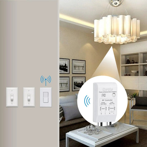 Easy Install Wireless Light Switch And Receiver Kit With 300Ft RF Range Battery Included No Wiring Needed Remote Wall Switches