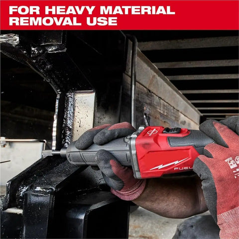 Pro Grade Cordless One Quarter Inch Die Grinder Equipped With A Rock Solid Brushless Motor for heavy material removal on metal.