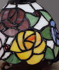 Rose Tiffany Style Stained Glass Table Lamp With Six Inch Lampshade On Sturdy Cast Iron Base Pink Handmade Decor That Pops