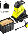 Electric Wood Chipper Shredder With Fifteen Amp Motor And One Point Eight Inch Cutting Diameter Portable Wheels