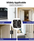 Self Closing Door Hinges 4 Inch Matte Black Spring Loaded Five Eighth Inch Radius Corners Adjustable Tension for Garage and Doors