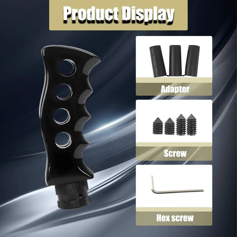 Manual Transmission Gear Shift Knob Kit With Knife Grip Handle For Easy Grip, adapters, screws, and wrench included in the display