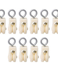 Pack of 10 White Lightweight 8mm Single Sheave Lift Pulley For Chicken Poultry Farms with Nylon Wheel and Metal Bracket