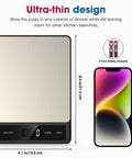 Digital Kitchen Scale For Cooking And Baking With 11lb Capacity Tare Function And LCD Display next to smartphone and batteries