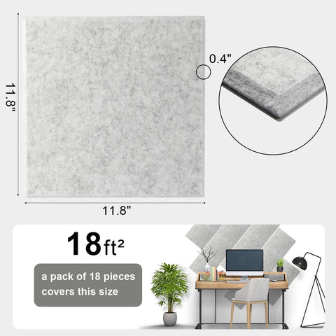 Killer Coverage Acoustic Wall Panels Rock Solid Sound Proofing Tiles For Home Studio Office Gaming Setup Superior Echo Control High Density Polyester Fiber 11.8 inch square gray panel