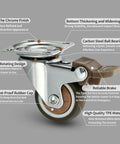 Tough As Nails 1.5 Inch Swivel Casters Set Of Four Heavy Duty Rolling Wheels with chrome finish and reliable brake for carts.