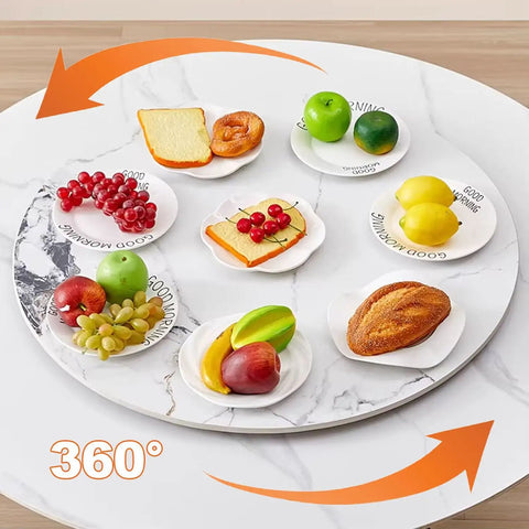 Marble Lazy Susan Turntable For Kitchen And Dining Countertop Organizer Sintered Stone Rotating Serving Tray 360 Degree Spin