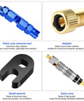 All In One Valve Core Repair Kit With Presta Tubeless Caps Core Removal Tools And Adapters 26 Piece Set components display