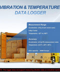 Vibration Data Logger And USB Shock Monitor For Shipping And Transport With 3 Axis Acceleration Sensor Records Shock Events With Time And Temperature Auto Generated PDF And CSV Reports No Software Needed 34560 Data Points Capacity, shipping container graphic