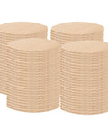 100 Pack Wood Joining Biscuits For Seamless Panels And Cabinet Making, stacked into four piles, sizes 0, 10, 20 shown