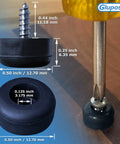 25 Soft Rubber Feet With Stainless Screws For Cutting Boards And Electronics, detailed dimensions and screw insertion example