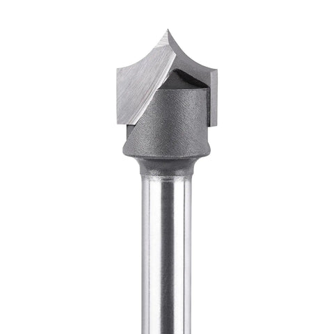 Quarter Inch Shank Roundover Router Bit With Half Inch Cutting Diameter And Quarter Inch Radius Carbide Two Flute Bead Roundover Bit For CNC Woodworking And Carving Pro Grade DIY, close-up.