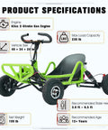 Gas Powered Off Road Go Kart For Adults And Teens With 63cc 2.5HP Engine Kill Switch Beefed Up Heavy Duty Steel Frame Upgraded Braking System
