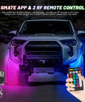 RGB LED Rock Lights Kit For Jeeps Trucks UTV RZR SUV Offroad Cars Waterproof IP68 160 SMD Underbody with app control display