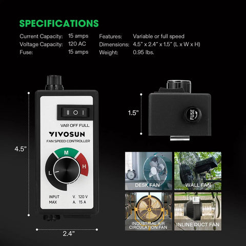 Three Speed Variable Fan Speed Controller For Inline Duct Fans In Ventilation Systems diagram and specifications.