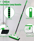 Long Handle Floor Scrub Brush With 3 In 1 Scraper Squeegee And Stiff Bristle Deck Brush for cleaning tile bathroom patio deck garage grout kitchen indoor use