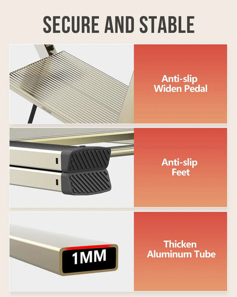 Close-up detail of anti-slip features on Two Step Aluminum Folding Ladder For Home Use Lightweight Portable Step Stool Easy Fold.