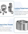 10 Pack M18x1.5 Wire Thread Inserts 1D 18mm Effective Length 304 Stainless Steel Helical Coiled Type Thread Repair Kit for Mechanical Equipment