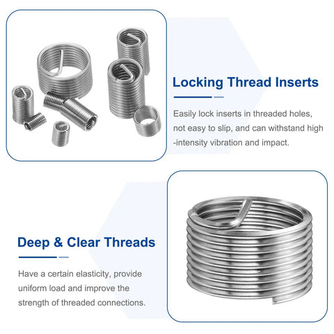 10 Pack M18x1.5 Wire Thread Inserts 1D 18mm Effective Length 304 Stainless Steel Helical Coiled Type Thread Repair Kit for Mechanical Equipment