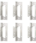 Set of 6 Heavy Duty Stainless Steel Ball Bearing Door And Window Hinges With Mute Silent Rotation Rustproof Furniture Hardware.