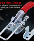Rock Solid Heavy Duty 4 Pack Latch Toggle Clamps Set With Epic 360 Lbs Holding Power For Welding Fabrication And Auto Shop Metal Work Gear metal clamp with red handle