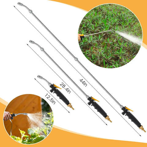 Beefy Long Reach Sprayer Wand 44 Inch With Universal Brass Barb Connectors and Steel Construction in use on plants