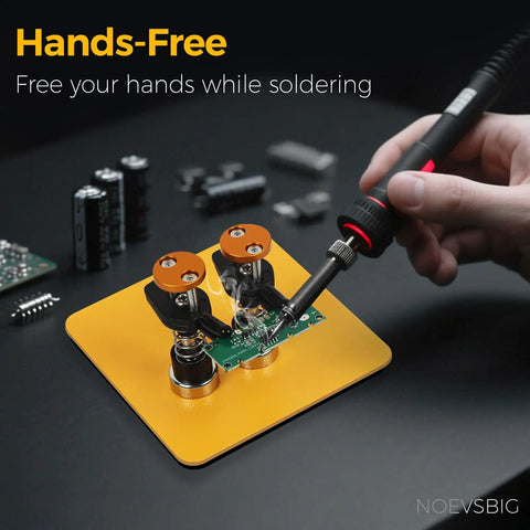 Magnetic Helping Hands Clamp Dual Head Soldering Holder for Small Electronics and PCB Repair, Adjustable Third Hand Stand