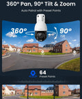 360-degree view of 4K UHD PTZ Security Camera With 16X Optical Zoom And 3D Zoom Color Night Vision With Spotlight Dope Clarity