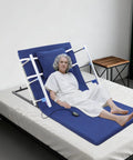 Super Smooth Electric Lifting Bed Backrest With Foldable Armrests And Power Adjustable Wedge Mattress For Elderly Patients To Sit Or Sleep Cool Blue Motorized Positioning Help, with elderly woman reclining.