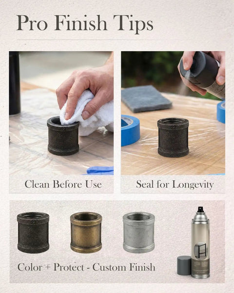 Pro finish tips for 20-Pack 3/4-Inch Malleable Cast Iron Pipe Couplings for Threaded Black Pipes and Fittings in DIY projects.