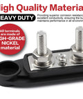 Close-up of the Beast Grade 300A M8 Bus Bar with high-grade nickel terminals for durable power distribution.