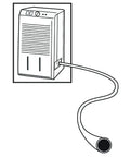 Illustration of 5 Foot Garden Dehumidifier Drain Hose With Green Rubber Finish attached to a dehumidifier unit.