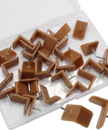 30 Pack L Shape Tack In Drawer Buffer Stops And Slide Stoppers With Anti Rust Nails in a clear container.