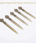 Five Piece Retro Envelope Opener Set Zinc Alloy Letter Openers For Quick Mail Opening Sword Shaped Design on display