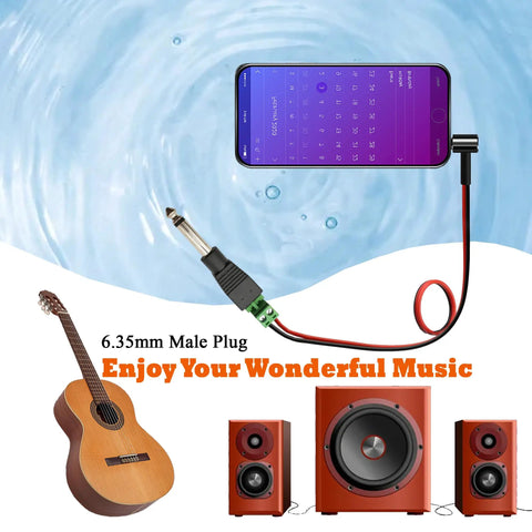 Built Tough Pro Grade One Quarter Inch Ts Mono Male To Two Pin Female Screw Terminal Block Adapter For Speaker Cable And Amplifier Microphone 6.35Mm in use with guitar and speakers.