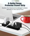 Must Have 6 Outlet Surge Protector Power Strip With Four And A Half Foot Extension Cord Two Pack 900 Joules Overload Switch Grounded