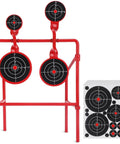 Double Spinner Shooting Targets Three Eighths Inch Thick Steel Auto Reset Target System With Four Plate Sizes, shown assembled with paper targets.