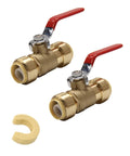 Pack Of 2 3/4 Inch Push Fit Ball Valves With Disconnect Clip Full Port Plug And Play For Easy Tool Free Quick Install In Potable Water