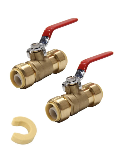 Pack Of 2 3/4 Inch Push Fit Ball Valves With Disconnect Clip Full Port Plug And Play For Easy Tool Free Quick Install In Potable Water