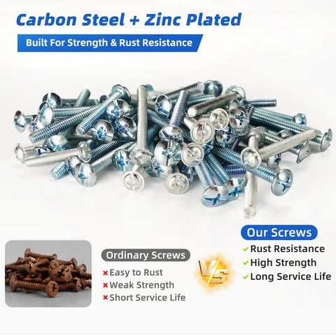 Top Tier Cabinet Pull Screws And Dresser Drawer Knob Fasteners With Rock Solid 8-32 And Metric M4 Threads, carbon steel construction.