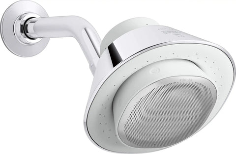 2.5 GPM High Pressure Shower Head With Built In IPX7 Bluetooth Speaker By Harman Kardon Chrome Finish Full Coverage Spray Waterproof Speaker