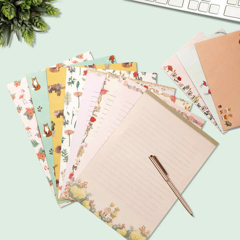 Ultimate 91 Piece Stationery Set With 60 Lined Writing Papers, 30 Envelopes, 48 Colorful Round Dot Stickers, And 10 Cute Vintage Styles displayed