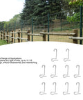 Efficient Ranch Fence Repair Tool Set, 10-Piece Steel Wire Tensirs For Durable Barbed Wire Fences visible with hooks and fence in background.