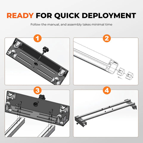 Step-by-step assembly of Heavy Duty Aluminum Router Sled For Slab Flattening 47 Inch 3 Axis Height Adjustable Wood Planing Jig