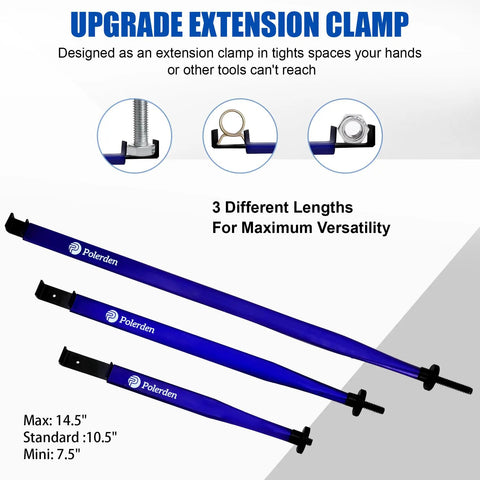 Upgrade Extension Clamp Tool For Tight Spaces Your Third Hand Vise Grip in blue, three different lengths for maximum versatility